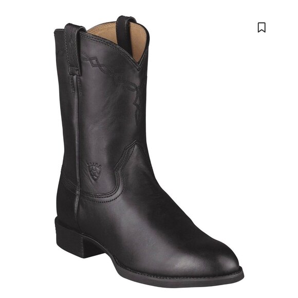 Ariat Men’s Heritage Roper Western Boots Black Leather Round Toe Size 11EE - Picture 1 of 13